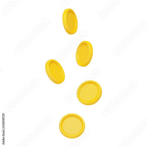 Vector 3d realistic illustration of falling cartoon coins