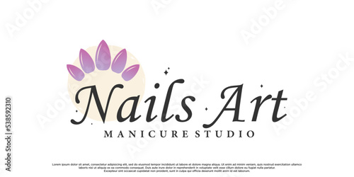 Nail art or nail polish for beauty logo design with unique concept Premium Vector