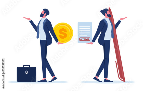 Bilde på lerret Businessman give money for contract agreement, metaphor of corruption, business