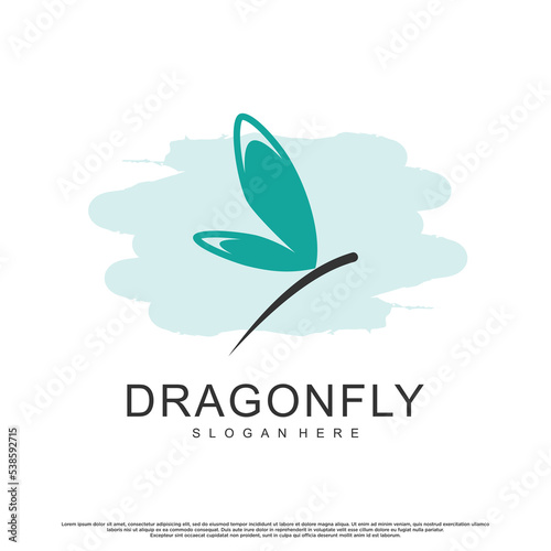 Minimalist icon butterfly or dragonfly logo design with unique concept Premium Vector