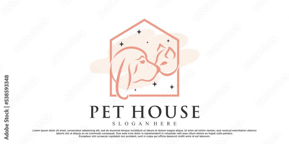 Pet style icon logo design with creative unique concept Premium Vector