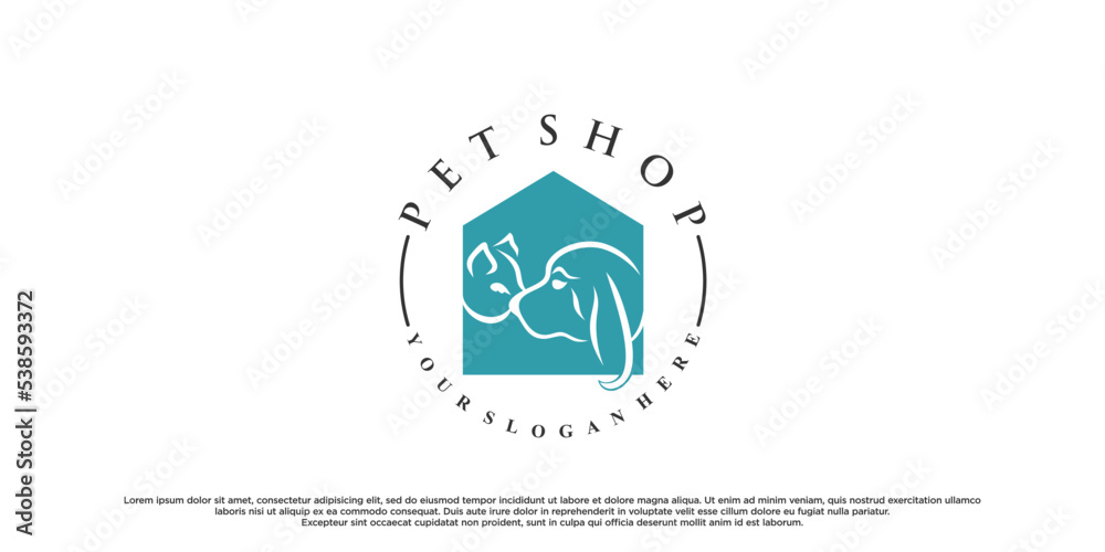 Pet style icon logo design with creative concept and business card Premium Vector Pet style icon logo design with creative concept and business card Premium Vector