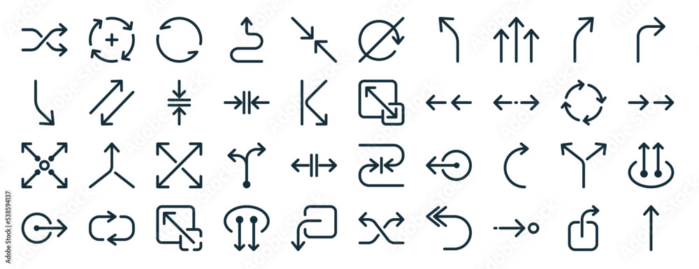 set of 40 outline web arrow icons such as increase, down right ...