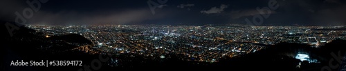 パノラマ撮影 藻岩山展望台から望む札幌市街地の夜景 北海道札幌市の観光イメージ
