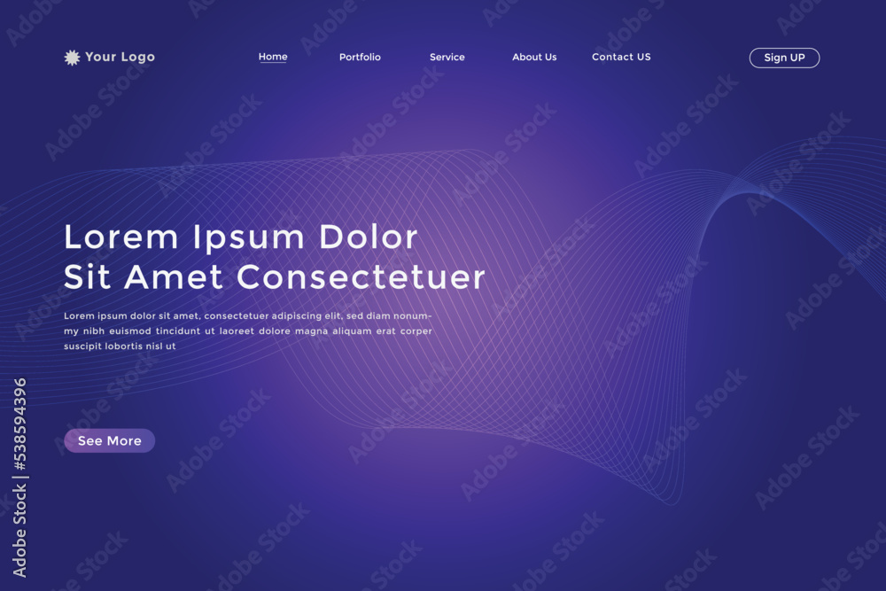 Abstract landing page with colorful wavy lines. Abstract Blue Purple gradient landing page design
Abstract landing page with colorful wavy lines. Abstract Blue Purple gradient landing page design