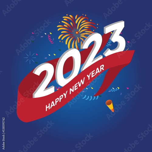 A Happy New Year 2023 isometric 3d vector illustration concept for banner, website, illustration, landing page, flyer, etc.