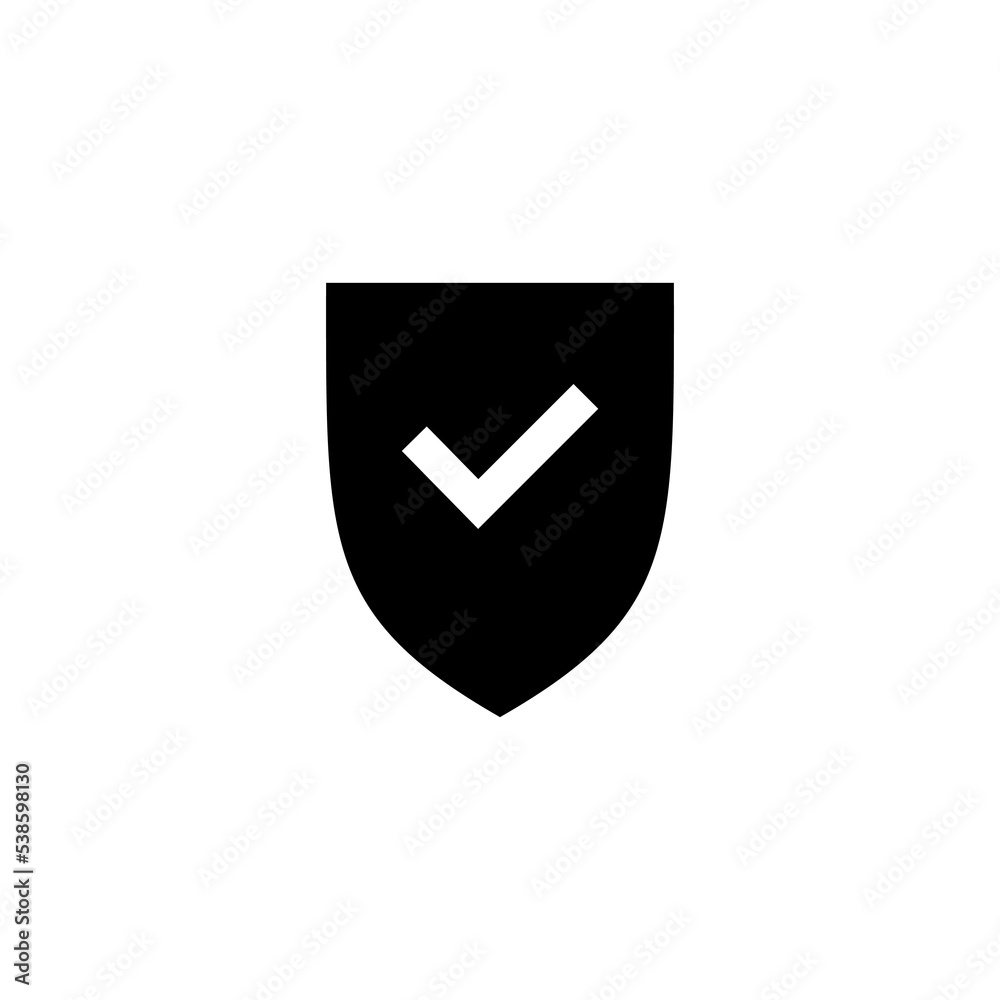 Shield check mark icon vector illustration. Protection approve sign. Insurance icon Shield check mark icon vector illustration. Protection approve sign. Insurance icon