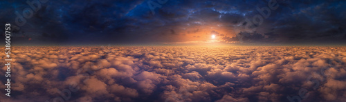 sunset above clouds 360°