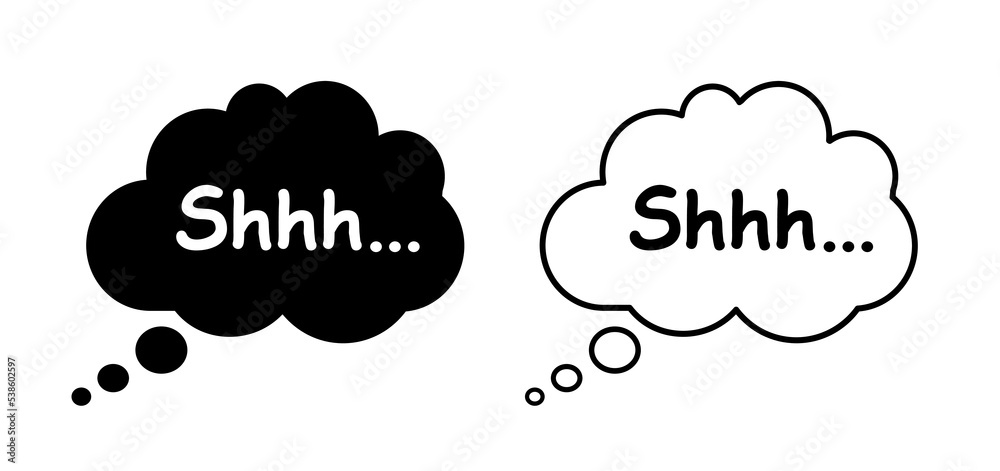 Speech bubble. Quiet, please, silent, no talking, no speaking icon. Keep silence symbol. Keep quiet sign – vector