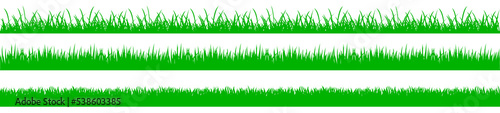 Green grass set, field, nature eco background - vector
