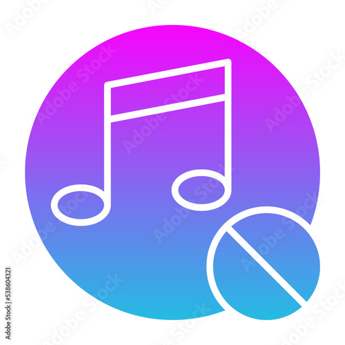 No Music Glyph Gradient Icon