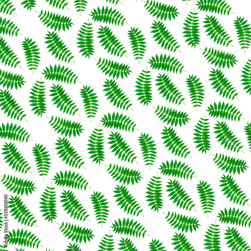 Twigs with green leaves seamless pattern on a white background. © OLGA RA