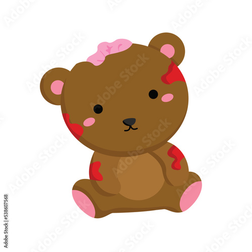 Halloween Zombie Teddy Bear Illustration Vector Clipart