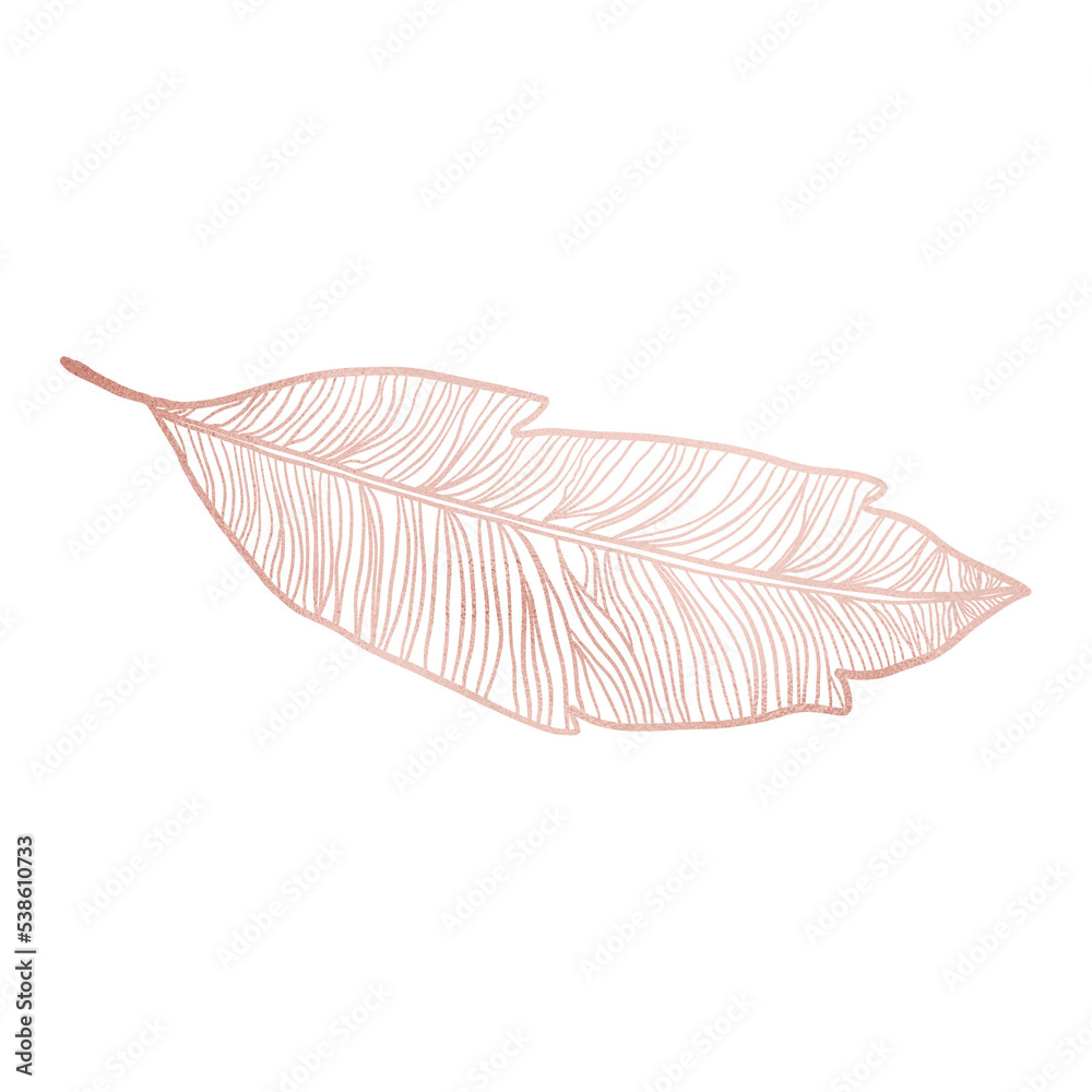 Rose Gold Metallic Leaf Outlined Rose Gold Metallic Leaf Outlined