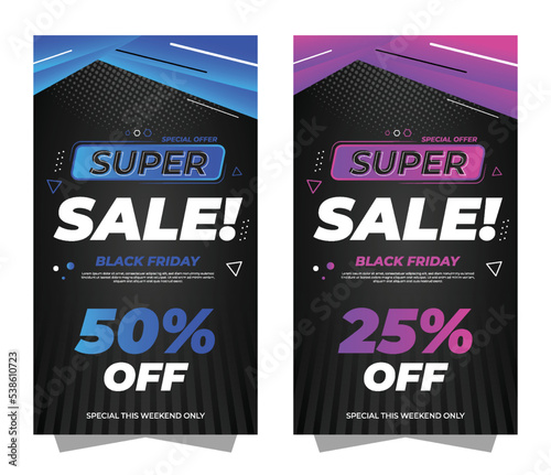 Super Sale Banner Instagram Story, Flyer, X Banner And Poster template For Prommotion