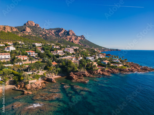 Massif de L'Esterel on the coast of Mediterranean Sea between Cannes and Saint Raphael.
