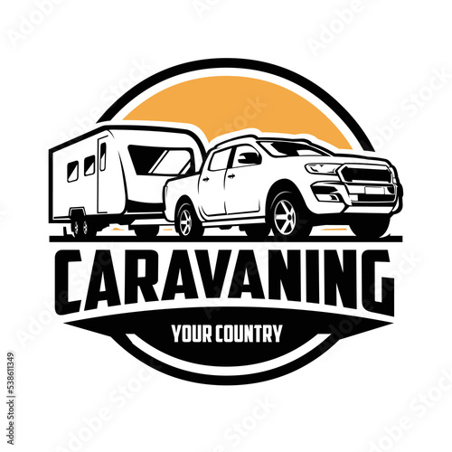 Truck tow Caravan logo illustration vector isolated