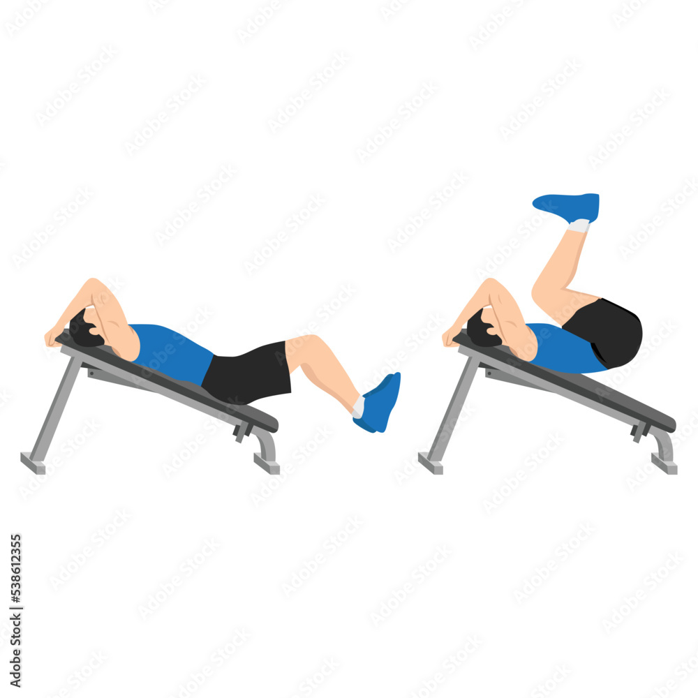 Poster Print Man doing Decline Reverse Crunch exercise 40x40 cm