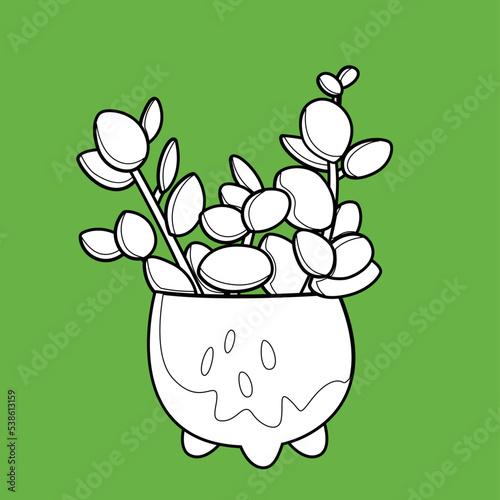 Peperomia Chinese Money Home Plant Digital Stamp