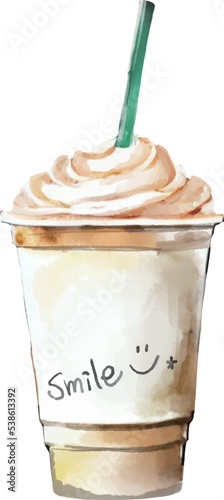 ホットドリンクの水彩風ベクターイラスト