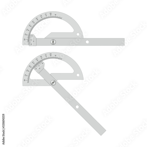 Mechanical goniometer with vernier tool. Vector illustration.