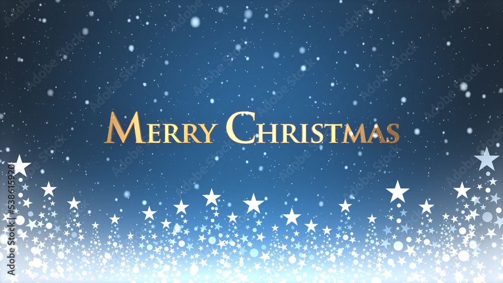 クリスマスツリーと色のついた背景に雪が舞い、クリスマスの文字 クリスマスツリーと色のついた背景に雪が舞い、クリスマスの文字