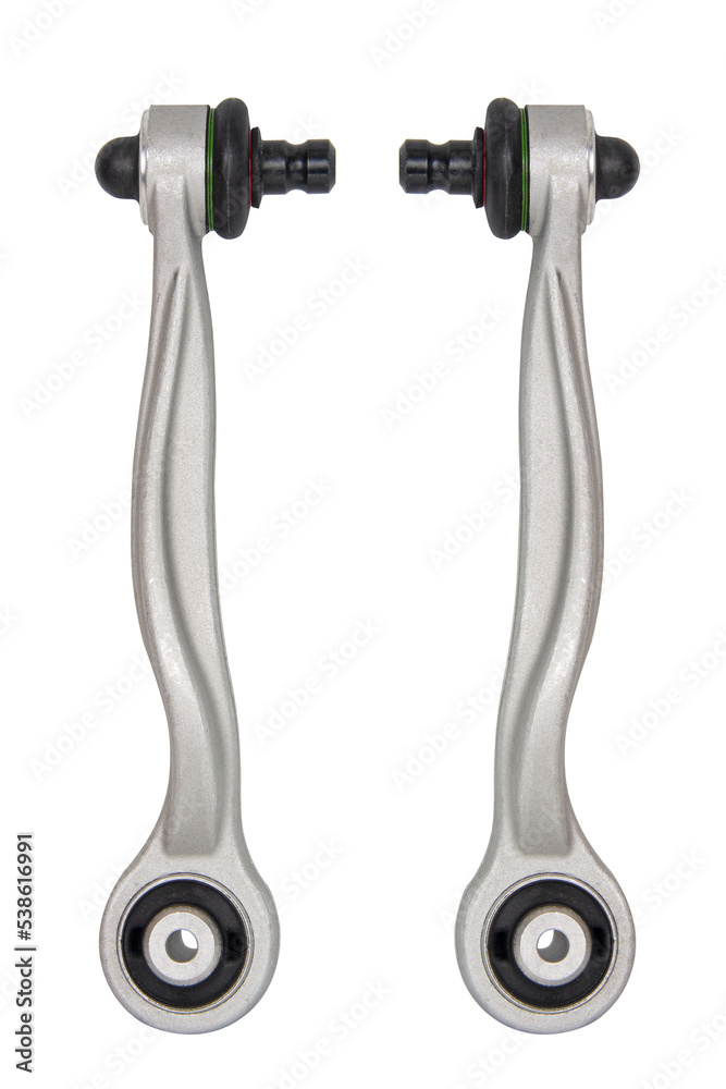 Car suspension arm aluminium detail isolated on the white background Car suspension arm aluminium detail isolated on the white background