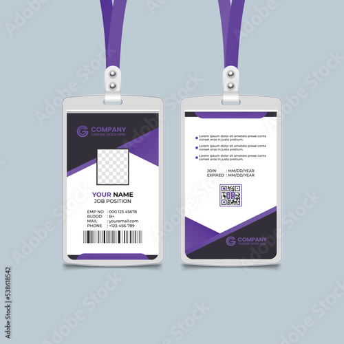 Modern Identity Employee Abstract professional, corporate office Id card design, Simple and Clean ID Card Design Template