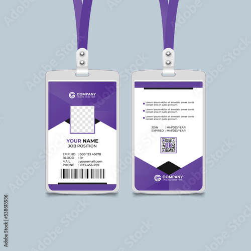 Modern Identity Employee Abstract professional, corporate office Id card design, Simple and Clean ID Card Design Template