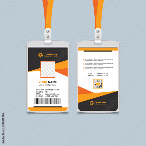 Modern Identity Employee Abstract professional, corporate office Id card design, Simple and Clean ID Card Design Template