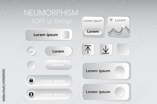Neumorphism Botton Soft UI Design 