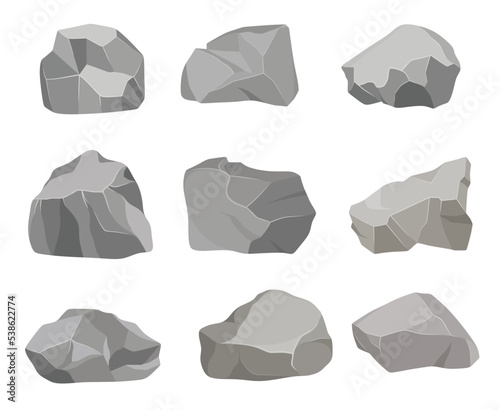 Rock stone set. Element of nature and mountains.