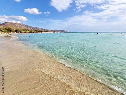 Elafonisi beach. Turquoise clear water of beautiful Elafonisi beach in Crete, Greece