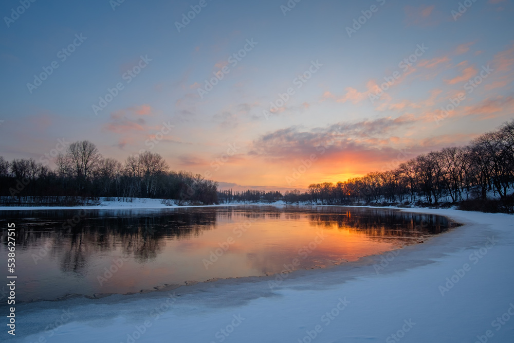 february sunrise over the lake