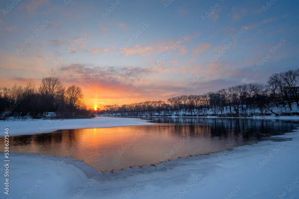 winter sunrise over the river