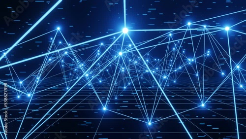 Futuristic technology glowing Plexus lines, dots background 3D rendering