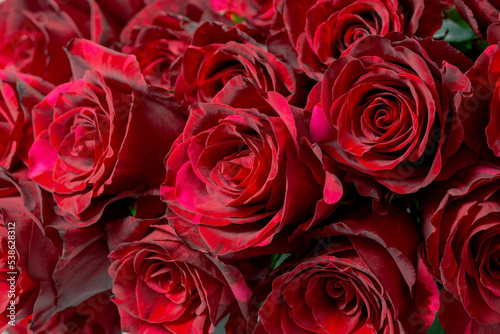 beautiful bouquet of dark red roses like floral background  close up