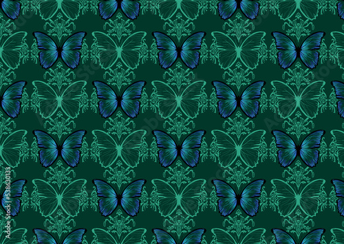 Gothic butterflies pattern as victorian wallpaper photo