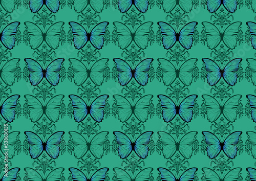 Gothic butterflies pattern as victorian wallpaper photo