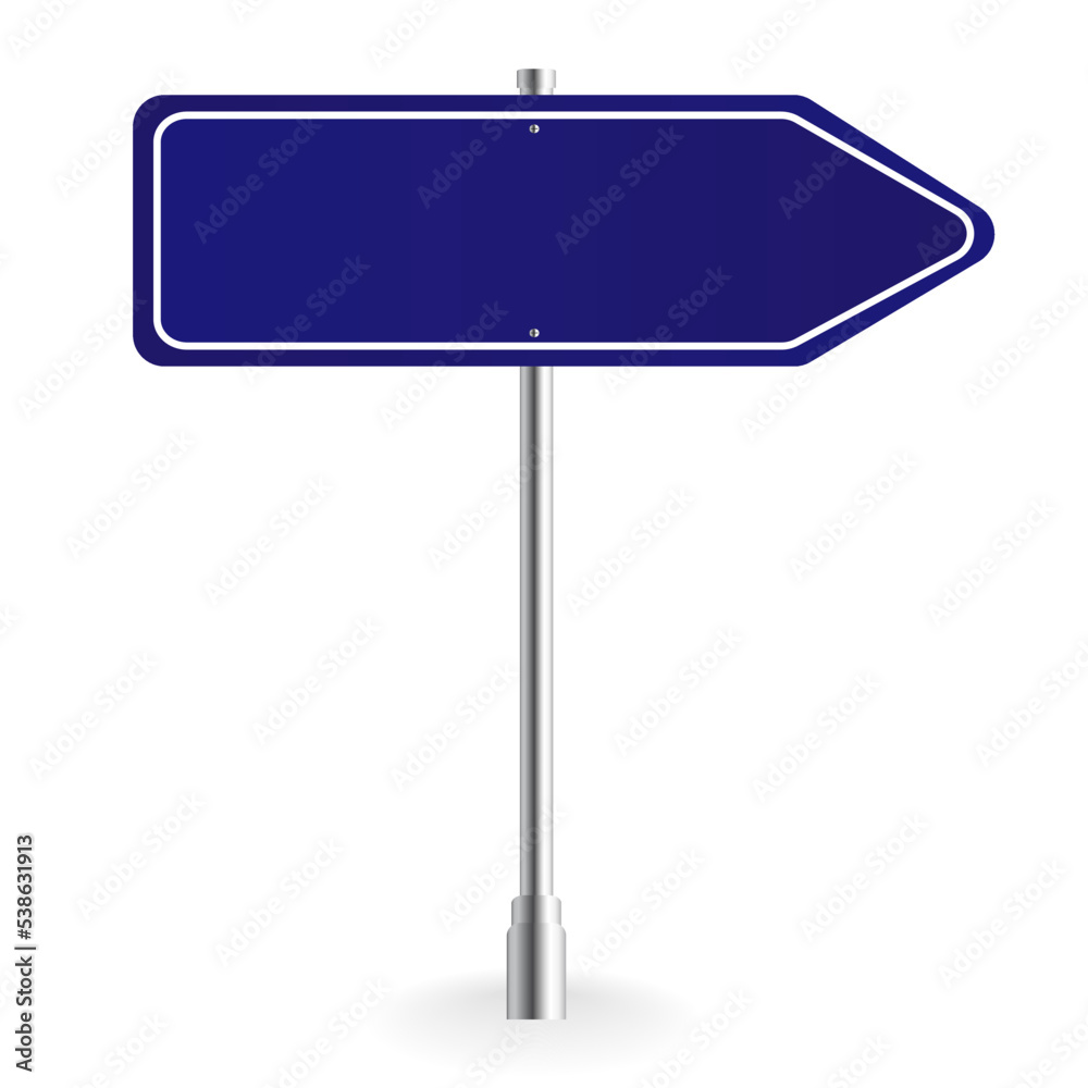 Road traffic sign. Blank board with place for text.Mockup. Isolated information sign. Direction. Vector illustration.White background. Road traffic sign. Blank board with place for text.Mockup. Isolated information sign. Direction. Vector illustration.White background.