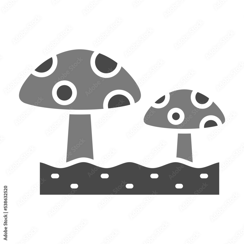 Mushroom Greyscale Glyph Icon