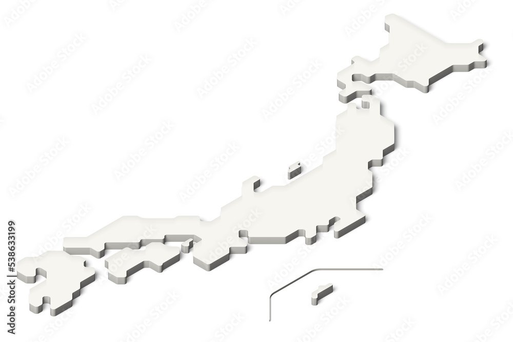 3D日本地図 アイソメトリック(影付き) 3D日本地図 アイソメトリック(影付き)