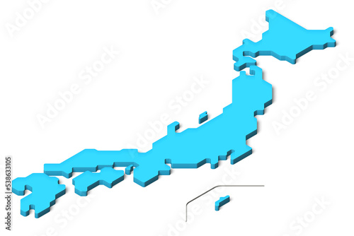 3D日本地図  アイソメトリック（影付き）