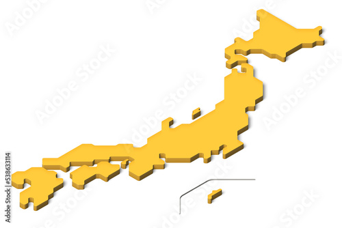 3D日本地図  アイソメトリック（背景透過、影付き）