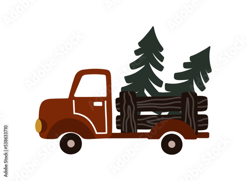 Chrismtas truck with pine trees