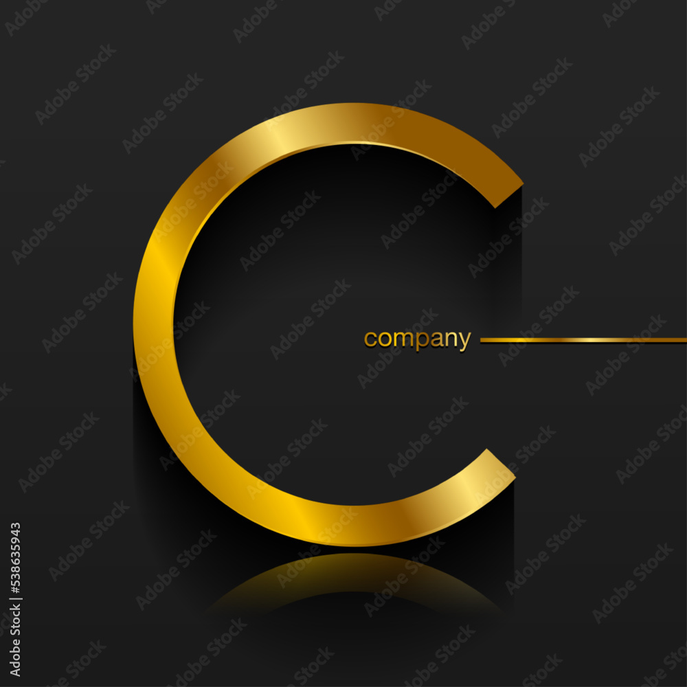 Letter C gold logo design. Vector graphic elegant golden font with ...