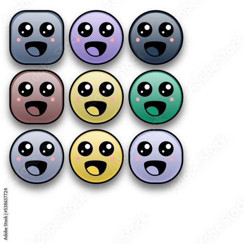 set of kawaii faces