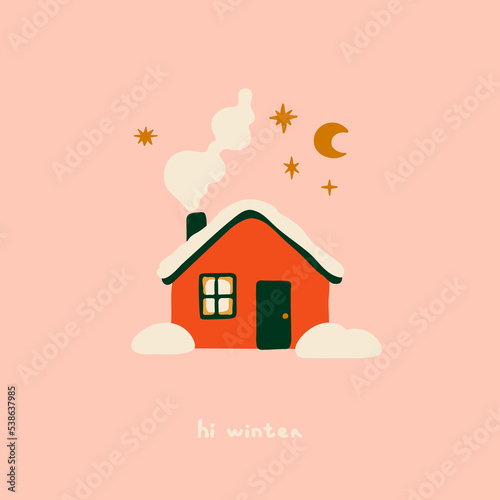 Cozy Christmas house in winter