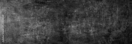 Panel kuchenny z motywem Blank wide screen Real chalkboard background texture in college concept for back to school panoramic wallpaper for black friday white chalk text draw graphic. Empty surreal room wall blackboard pale.