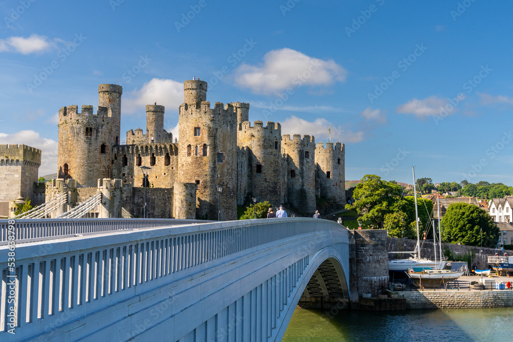 view of the medieval Conwy Castle in North Wales